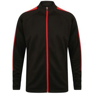 Finden & Hales Mens Contrast Panel Knitted Tracksuit Top / Black/Red